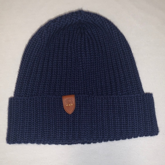 Coach Accessories - NWOT Coach Beanie in Navy Blue 100% Wool